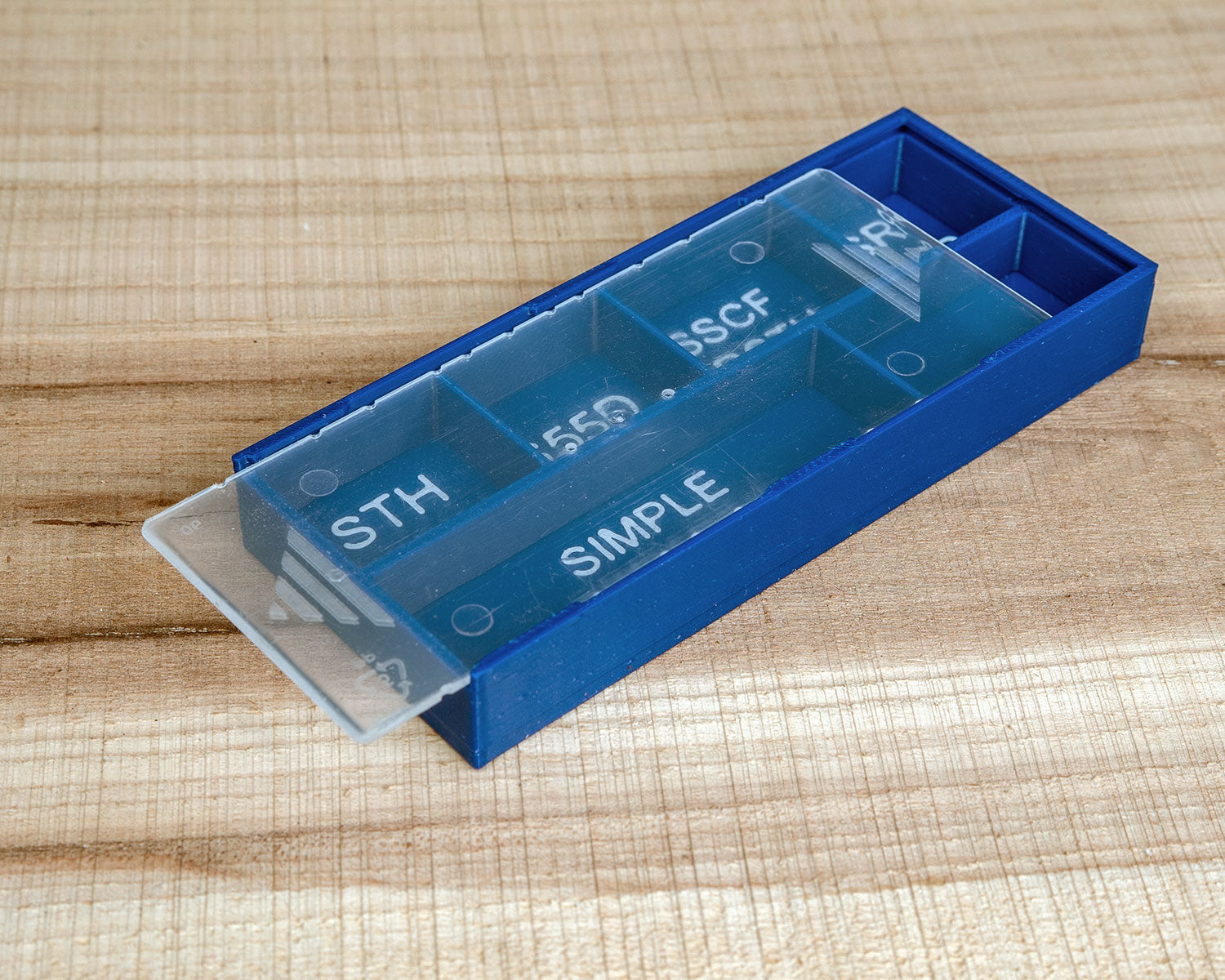 Cutter or Screw Storage Box with Labeled Sections, Full Size Tools