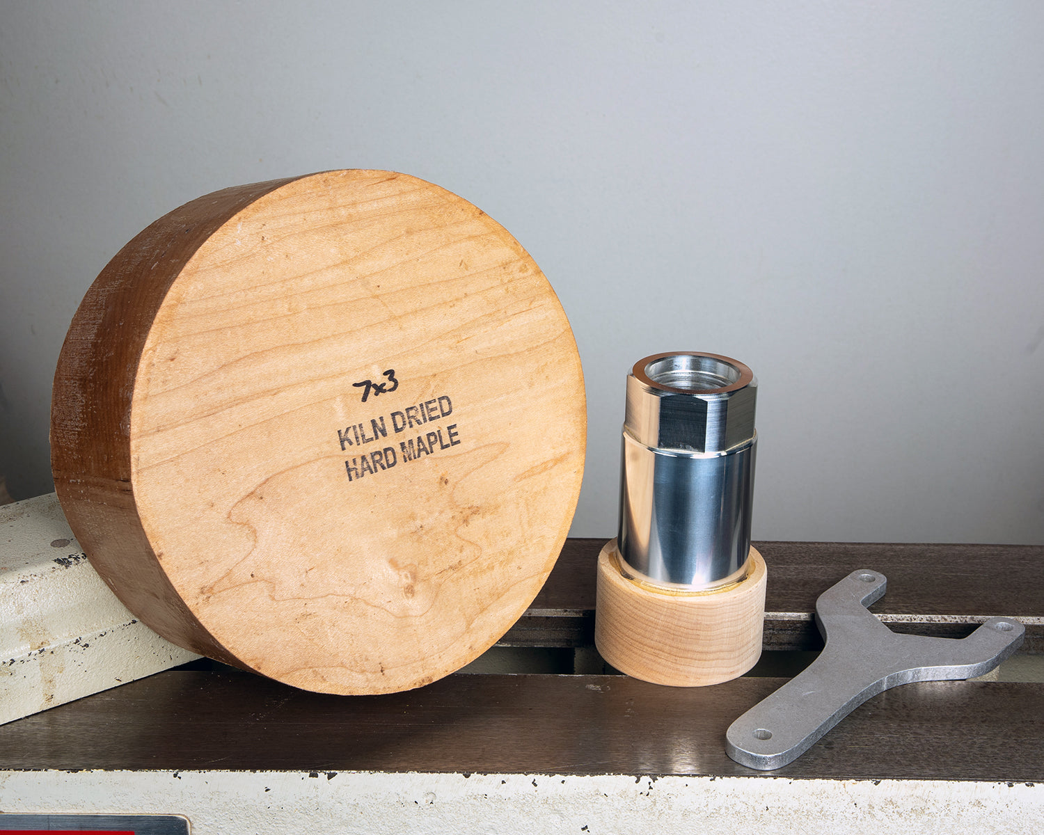 TURNERS BUNDLE - Kiln Dried Wood Turning Blank Plus Glue Hub, Waste Block and Wrench